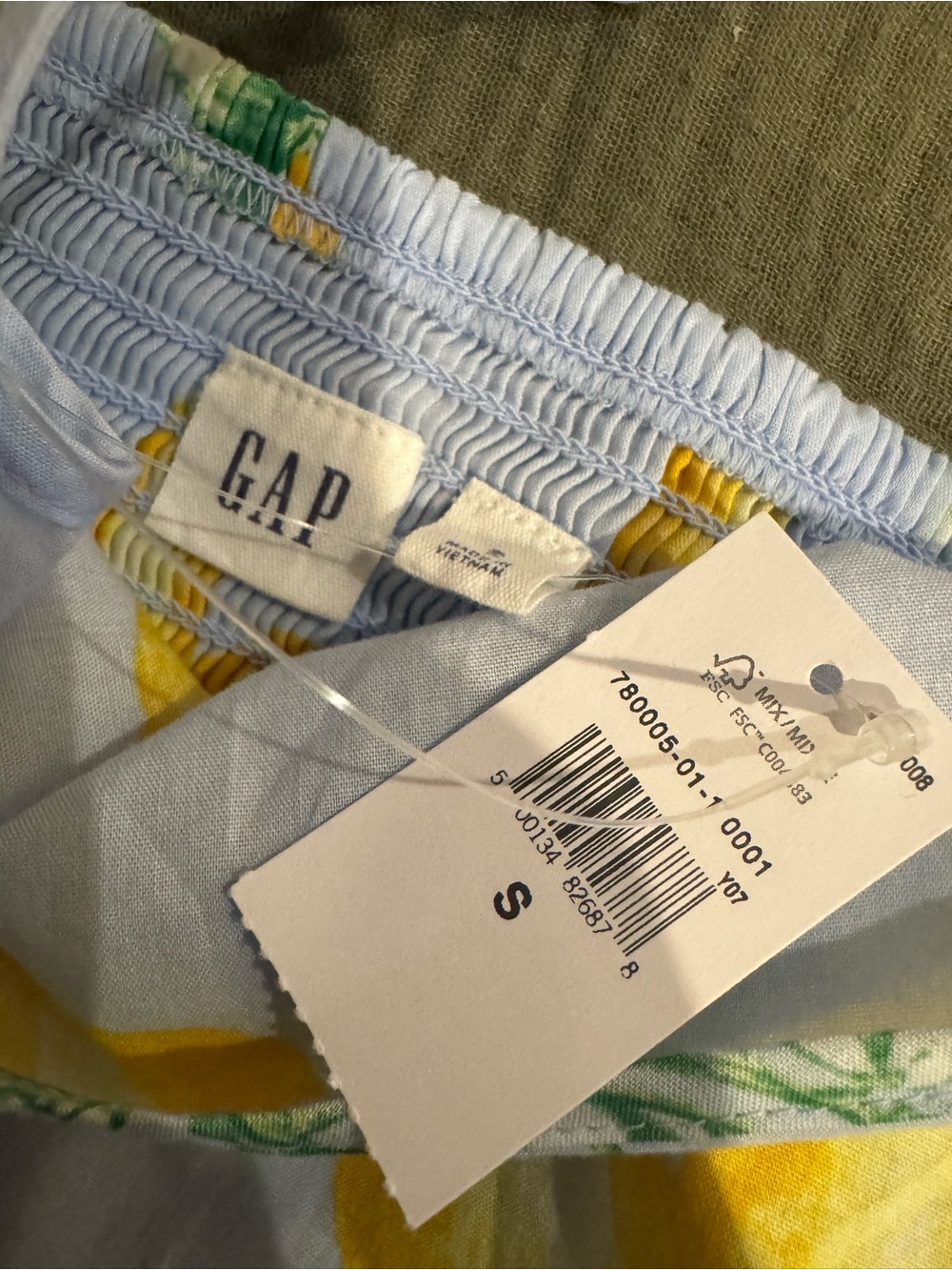GAP Light Blue Spaghetti-Strap Dress with Yellow Lemon Print - Picture 2 of 2